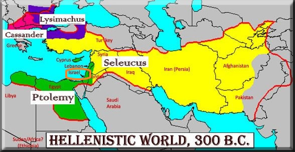 Map of the land ruled over by each of Alexander the Great's successors
